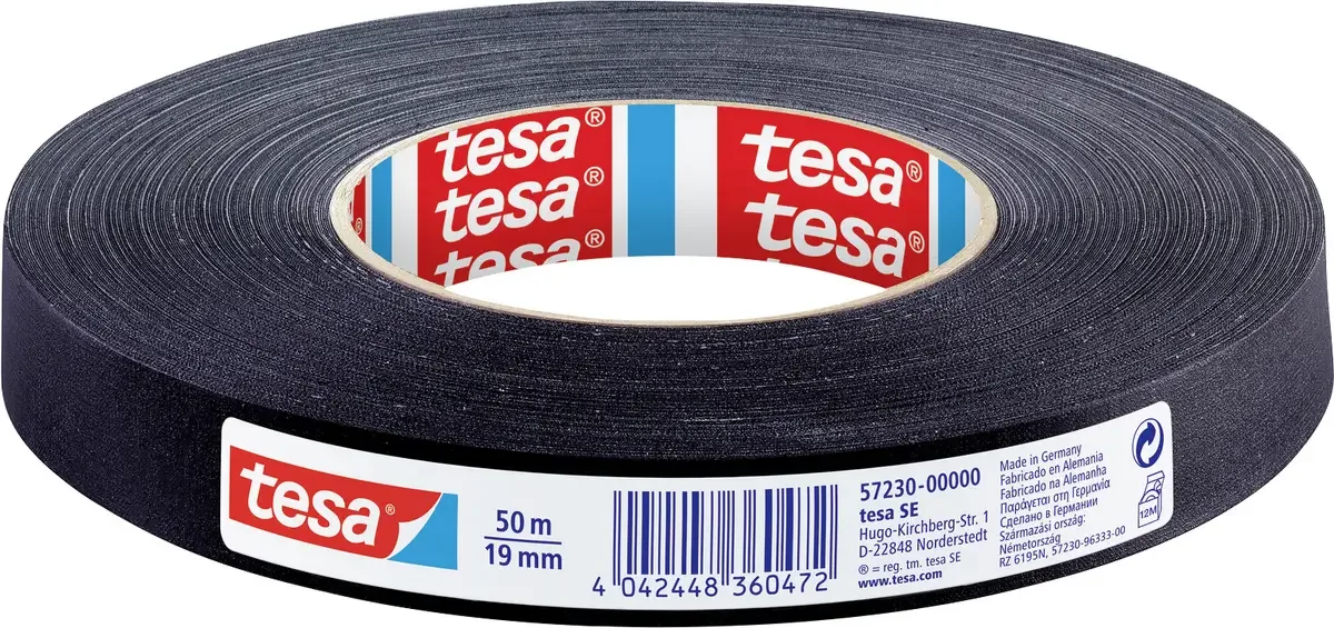 tesa 57230-00000-02 Tekstiltape Sort (L x B) 50 m x 19 mm 1 stk von tesa in Schwarz – Produktfoto