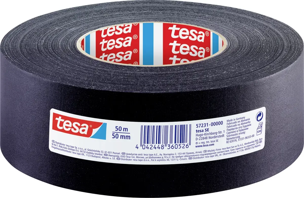 PERFECT 57231-00000-02 Textieltape tesa extra Power Zwart (l x b) 50 m x 50 mm 1 stuk(s) fra tesa i Sort – produktbillede