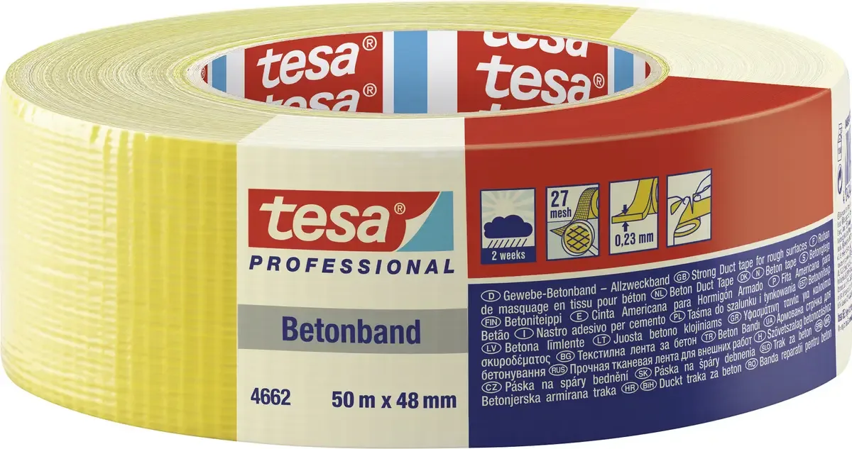 tesa 04662-00199-00 Textieltape tesa Professional Geel (l x b) 50 m x 48 mm 1 stuk(s) fra tesa i Gul – produktbillede
