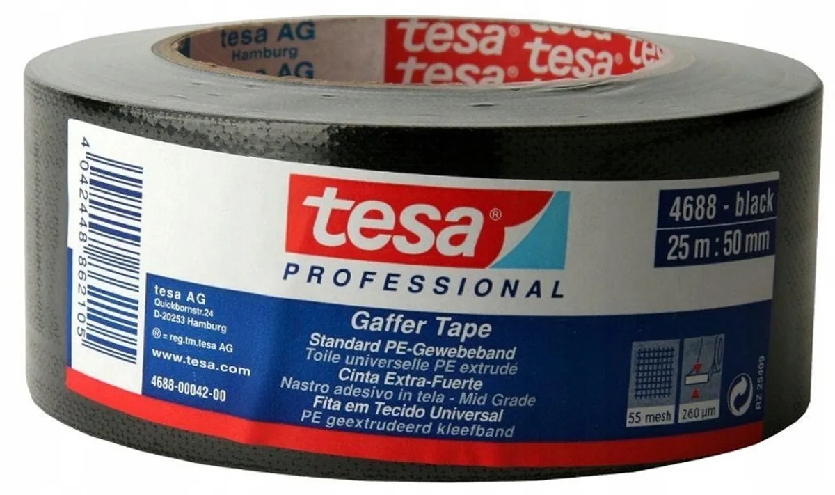 Tentreparatietape - Gaffer Tape - 25m x 50mm - Waterdicht de tesa en Noir – photo produit