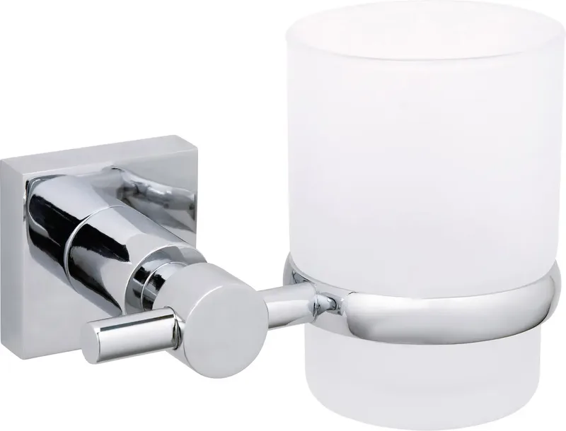 tesa 40257-00000-00 hukk Tandenborstelbeker Lijm Chroom (glanzend), Wit (gesatineerd) Wand de tesa en Chrome, Blanc – photo produit
