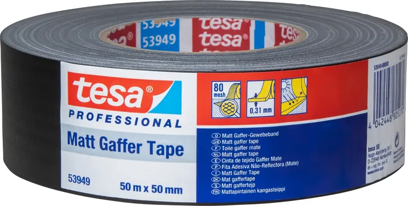 tesa 53949-00000-02 Textieltape tesa Gaffer tape (l x b) 50 m x 50 mm 1 stuk(s) van tesa in Zwart – productfoto