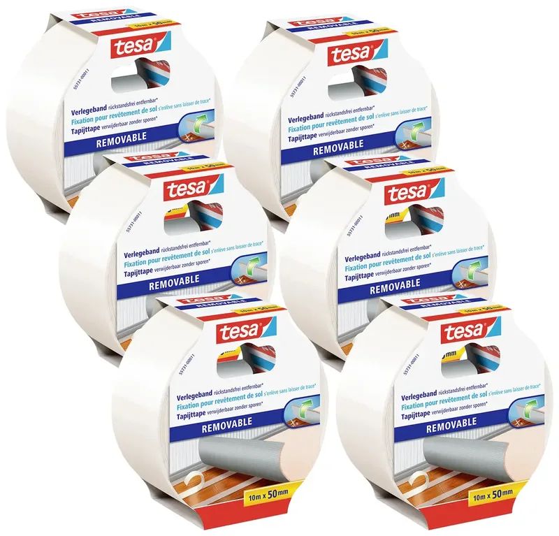 tesa 55731-00500-11 Doppelseitiges Klebeband-Set Weiß (L x B) 10 m x 50 mm 6 St. by tesa – product photo