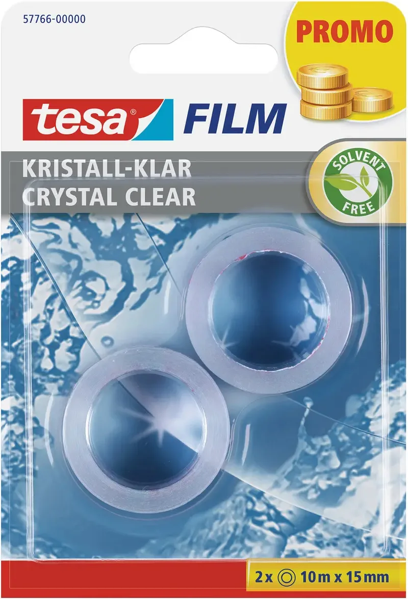 tesa 57766-00000-14 tesafilm Kristalhelder (l x b) 10 m x 15 mm 2 stuk(s) de tesa en Transparent – photo produit