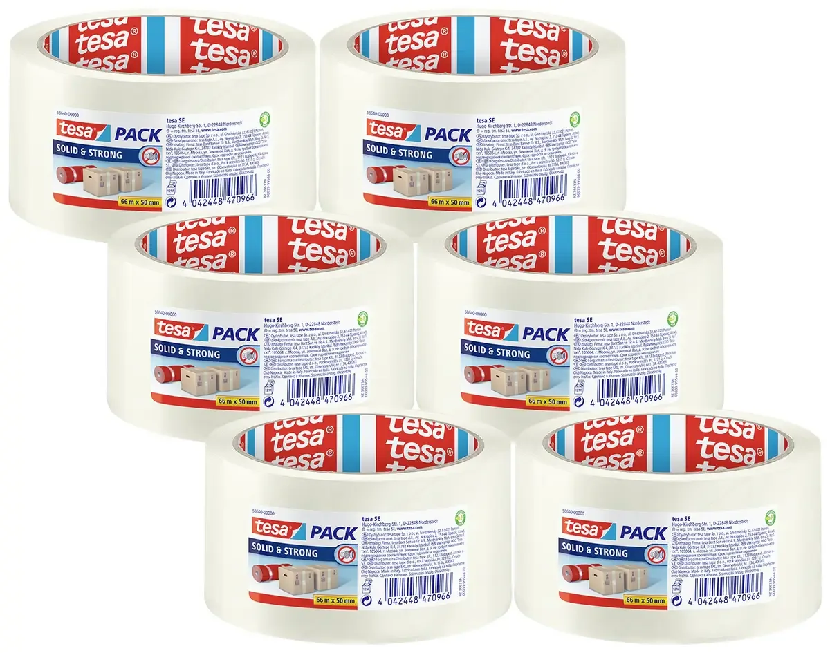 tesa 58640-00500-00 Packband Transparent (L x B) 66 m x 50 mm 6 St. von tesa in Transparent – Produktfoto