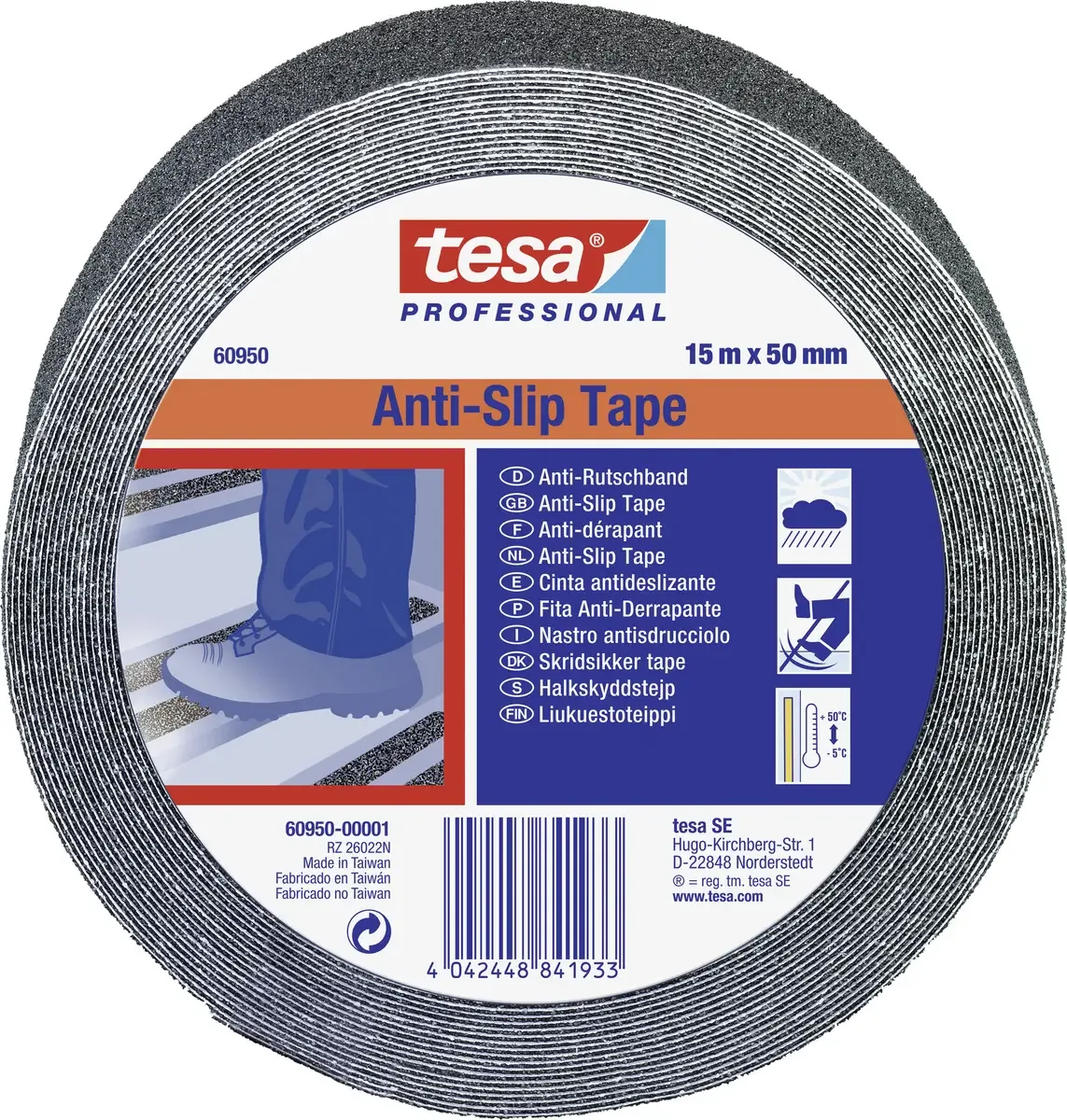 ANTISLIPTAPE ZWART 15X50 60950 van tesa in Zwart – productfoto