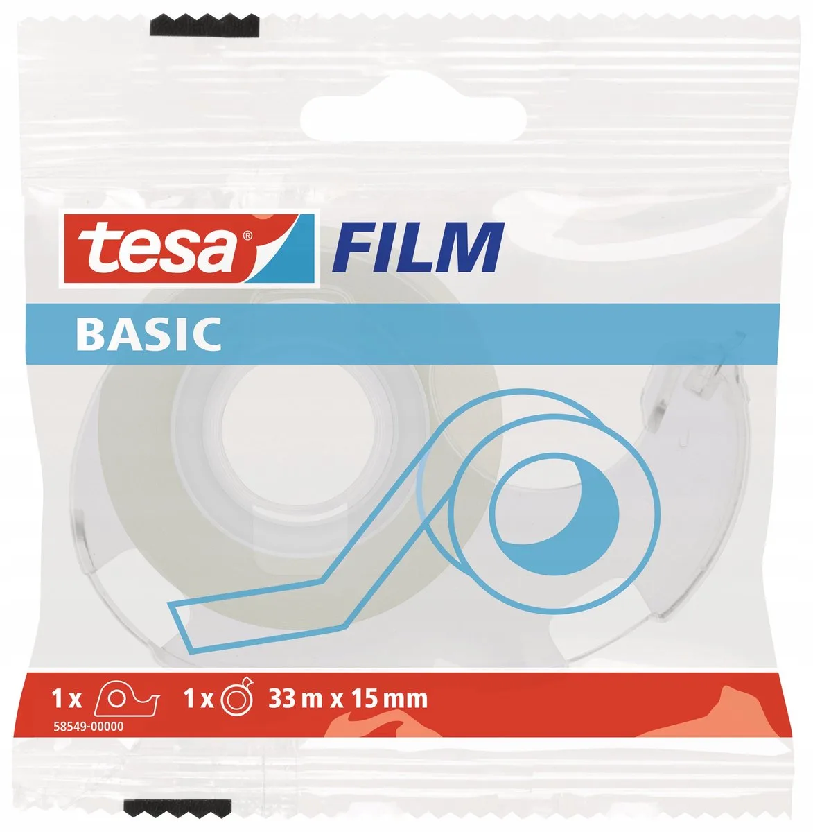 Tesafilm BASIC - Transparante Plakband - 33m x 15mm - Met Dispenser de tesa en Transparent – photo produit