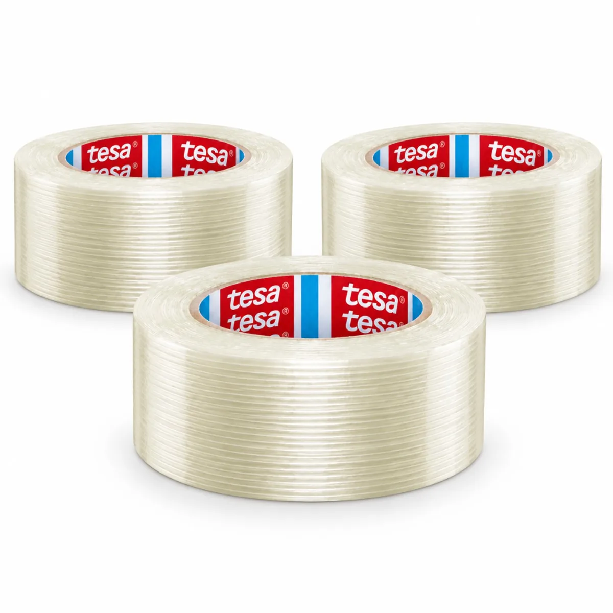 Ultra Resistant Filamenttape - 50 m x 50 mm – Glasvezelversterkte Verpakkingstape – Set van 3 Rollen de tesa en Transparent – photo produit
