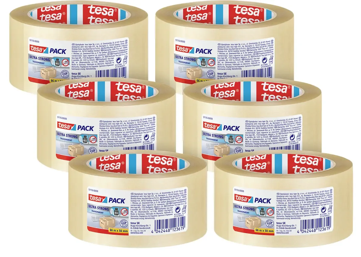 ULTRA STRONG 57176 Pakband Transparant (l x b) 66 m x 50 mm 6 stuk(s) van tesa in Transparant – productfoto