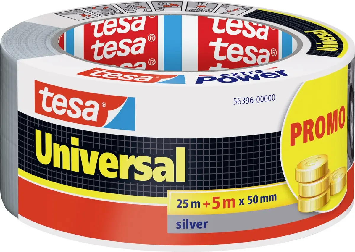 UNIVERSAL 56396-00000-00 Textieltape Zilver (l x b) 30 m x 50 mm 1 stuk(s) von tesa in Silber – Produktfoto