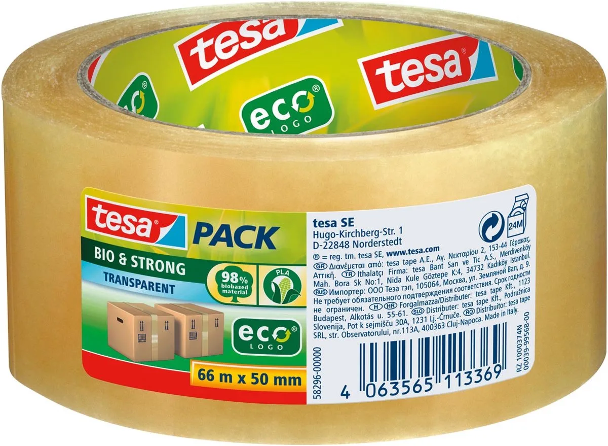 Verpakkingstape tesapack® Bio & Strong 66mx50mm transparant von tesa in Braun – Produktfoto