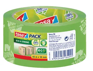 Verpakkingstape tesapack® Eco & Strong 66mx50mm groen bedrukt von tesa – Produktfoto 1 von 2
