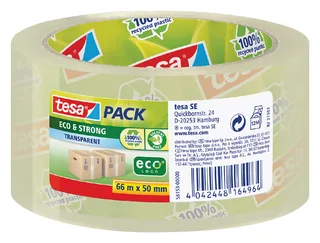 Verpakkingstape tesapack® Eco & Strong 66mx50mm transparant von tesa – Produktfoto 1 von 2