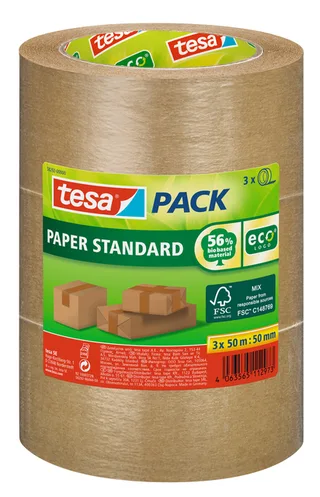 Verpakkingstape tesapack® Papier Standard ecoLogo 50mx50mm bruin bundel by tesa – product photo 1 of 2