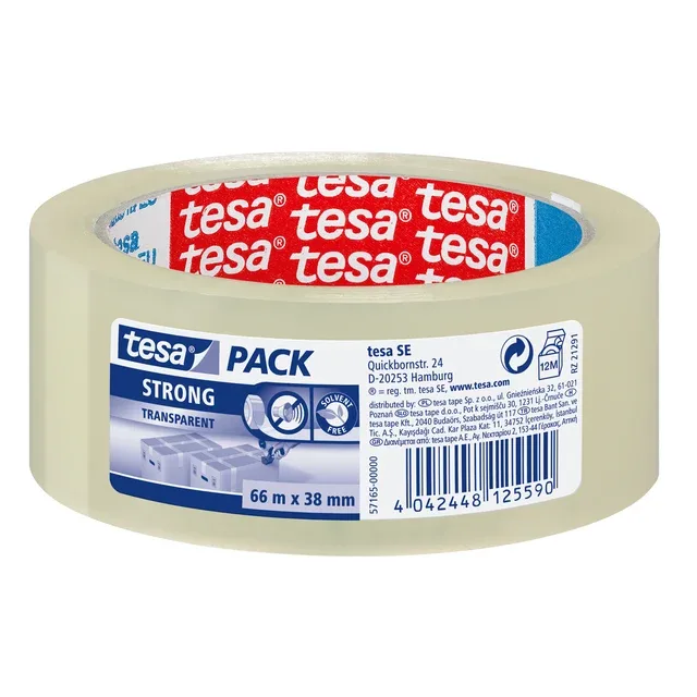 Verpakkingstape tesapack strong 66mx38mm tr | 8 stuks by tesa – product photo