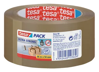 Verpakkingstape tesapack® Ultra Strong 66mx50mm bruin van tesa – productfoto 1 van 2