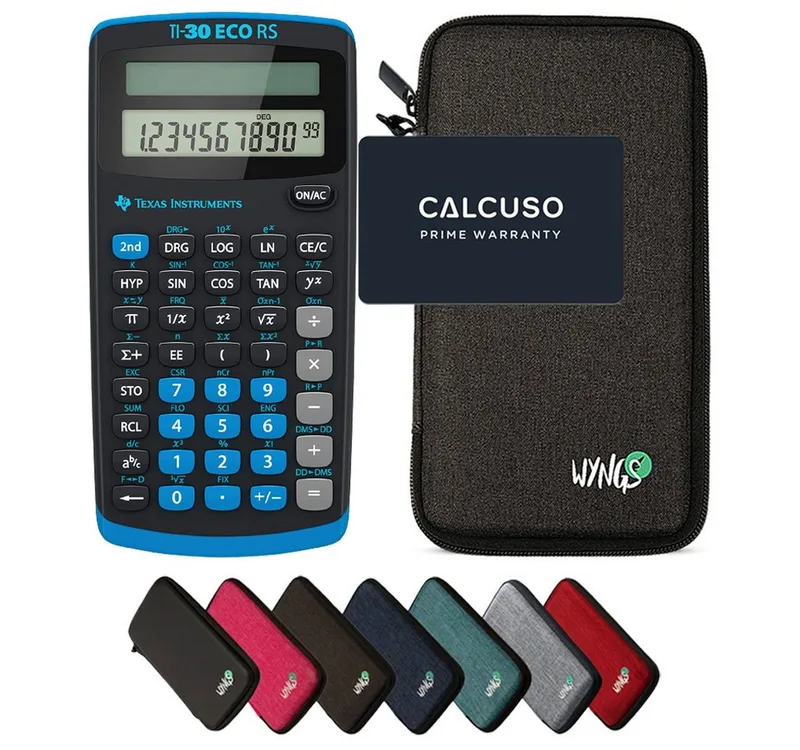 Taschenrechner TI-30 ECO RS inkl. WYNGS Schutztasche Dunkelgrau van Texas Instruments in Grijs – productfoto