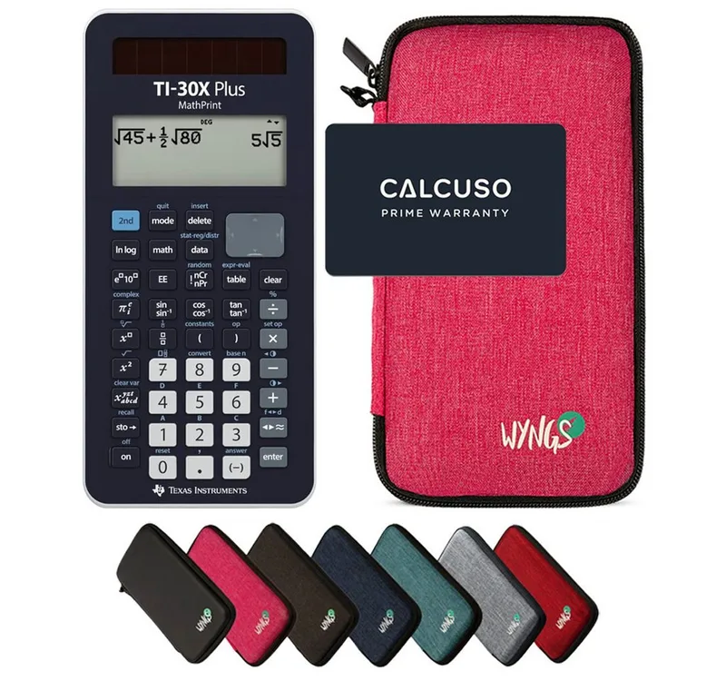 Taschenrechner TI-30X Plus MathPrint inkl. WYNGS Schutztasche Pink van Texas Instruments in Roze – productfoto