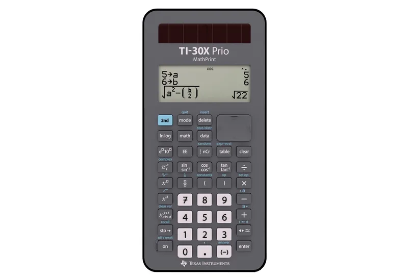 Taschenrechner TI-30X Prio MathPrint, Brüche, Quadratwurzeln, Pi, LCD-Display, Batterie/ Solar, Hülle från Texas Instruments – produktbild