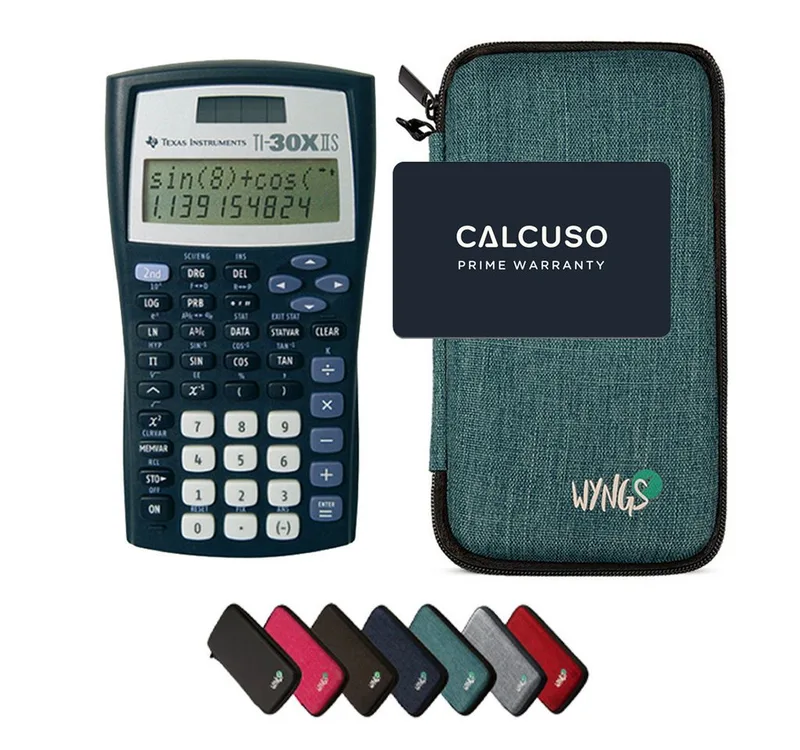 Taschenrechner TI-30XIIS inkl. WYNGS Schutztasche Türkis by Texas Instruments in Green – product photo