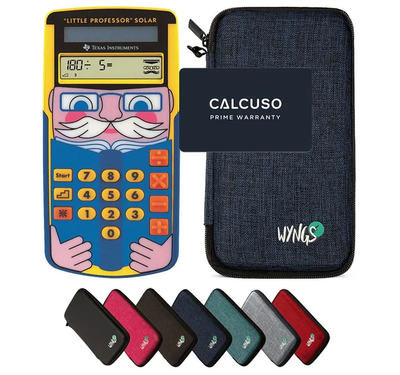 Taschenrechner TI-Little Professor inkl. WYNGS Schutztasche van Texas Instruments in Blauw – productfoto