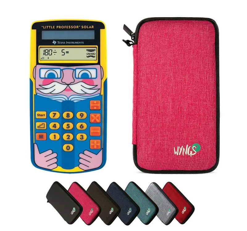 Taschenrechner TI-Little Professor inkl. WYNGS Schutztasche Pink von Texas Instruments in Rosa – Produktfoto