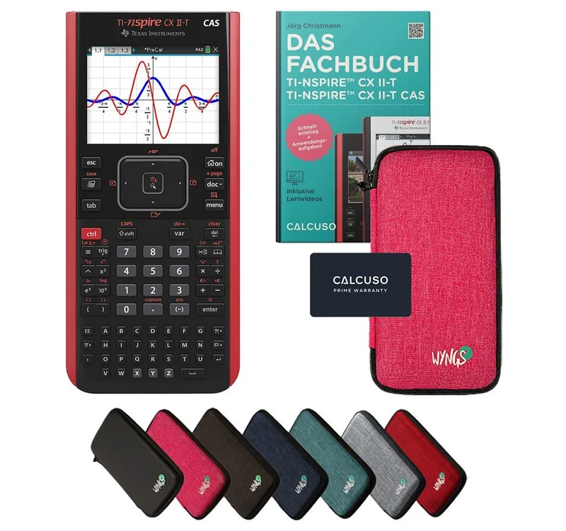 Taschenrechner TI-Nspire CX II-T CAS inkl. Schutztasche Pink & Fachbuch (160 S) by Texas Instruments in Pink – product photo