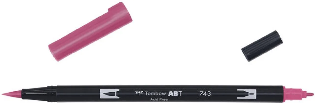 ABT Dual Brush Pen 743 fra Tombow i Hot Pink – produktbillede
