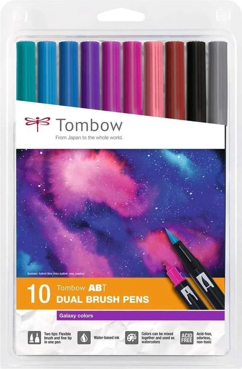 ABT Dual Brush Pen - Tekenset - Brushpennen - Kleuren - 10 stuks von Tombow in Galaxy – Produktfoto