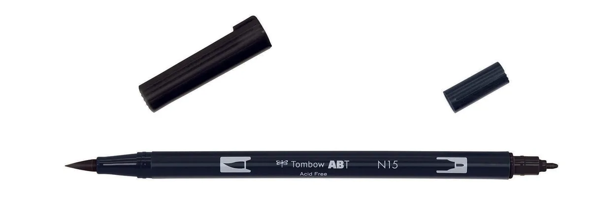 Brush-Pen Schwarz 0.8 + 3.3 mm de Tombow – photo produit