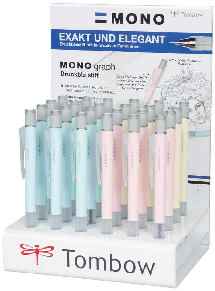 Druckbleistift , MONO graph, Pastell, 24er Display von Tombow – Produktfoto