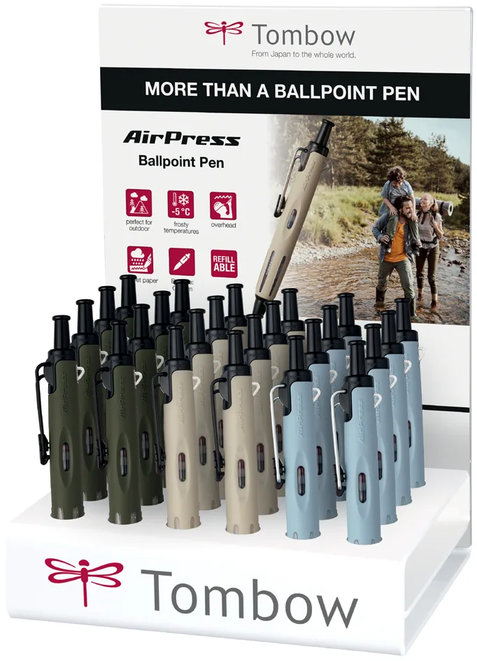 Druckkugelschreiber , AirPress Pen, , 24er Acryldisplay von Tombow – Produktfoto