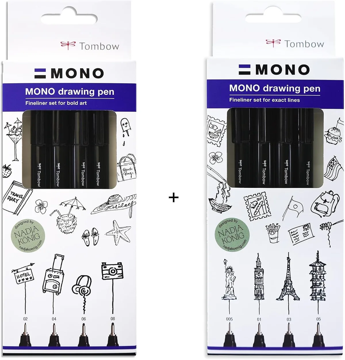 Fineliner MONO Tekenpennen Set (8 stuks) - Pigmentinkt by Tombow in Black – product photo
