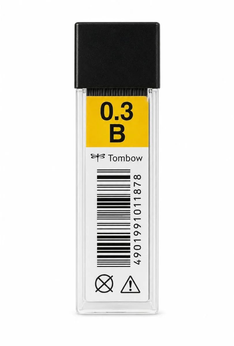 Leads vulpotlood vulling - 0.3mm - Navulling - B- Koker 12 stuks by Tombow in Zwart B – product photo