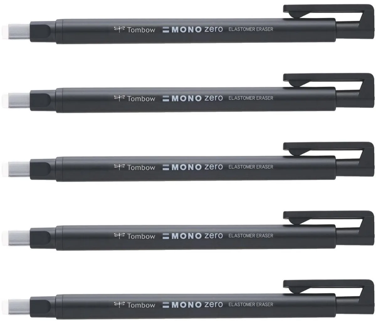 MONO zero gumstift - Rechthoekige gum - Navulbaar - 5 stuks van Tombow in Zwart – productfoto