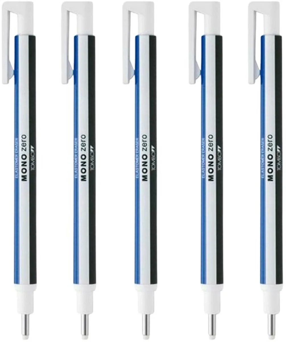 MONO Zero Gumstift – Ronde Punt – Navulbaar – 5 Stuks – Precisie Gum voor Tekeningen & Detailcorrecties de Tombow en Blanc – photo produit