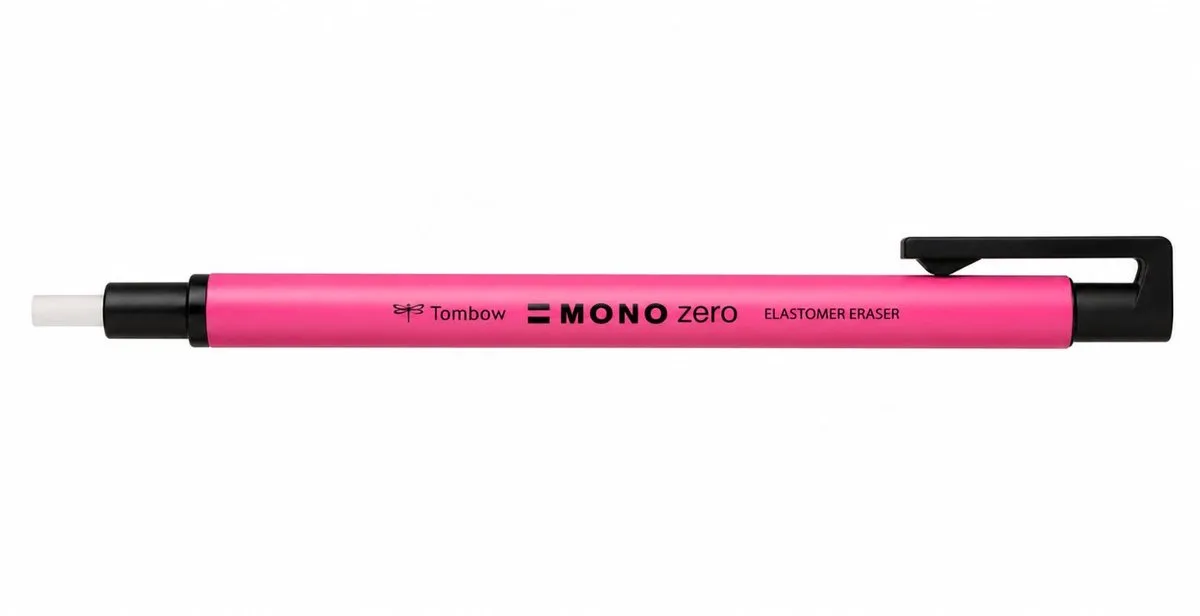 Mono Zero Gumvulpotlood – 2,3 mm ronde gum – Precisie gum de Tombow en Neon Roze – photo produit