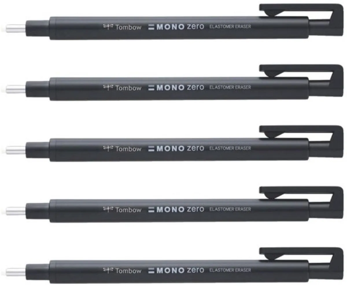 Mono zero - Gumvulpotlood - Gumpen - 2,3 mm - Ronde gum - 5 stuks de Tombow en Noir – photo produit