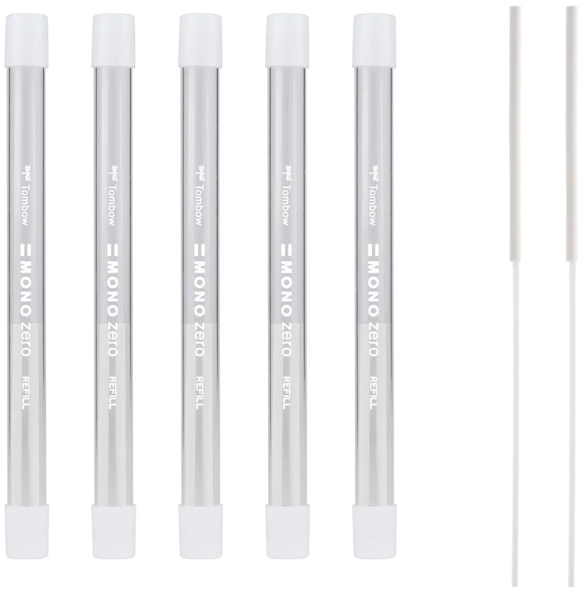 navulling gum - MONO zero - Ronde punt - 2 vullingen - 5 stuks de Tombow en Blanc – photo produit