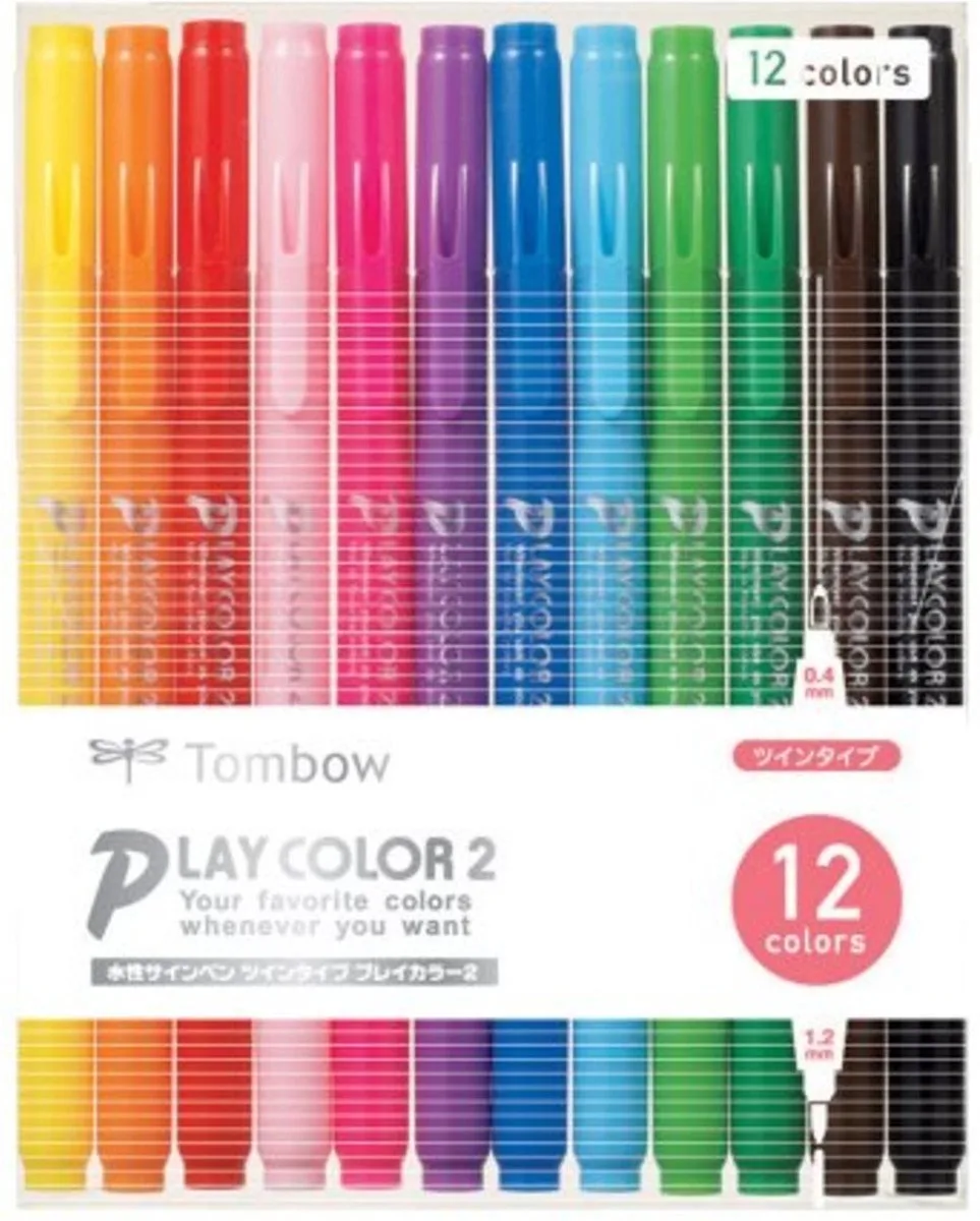 Pencil Aqueous 1.2mm Pen Play Color # 2 Set van 12 Colors de Tombow en 12 – photo produit