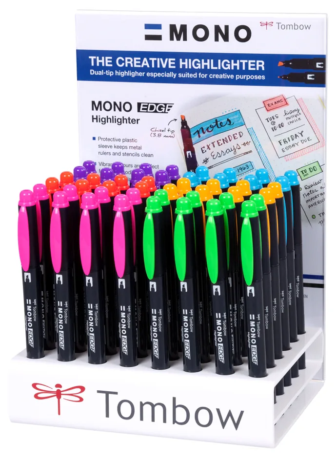 Textmarker MONO edge, 48er Acryldisplay von Tombow – Produktfoto