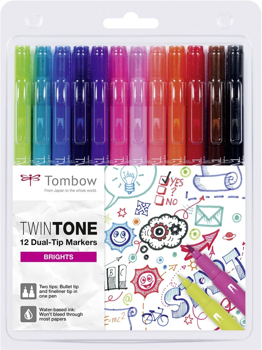 TwinTone - Marker Set - Heldere Kleuren - Set van 12 de Tombow en Multicolore – photo produit