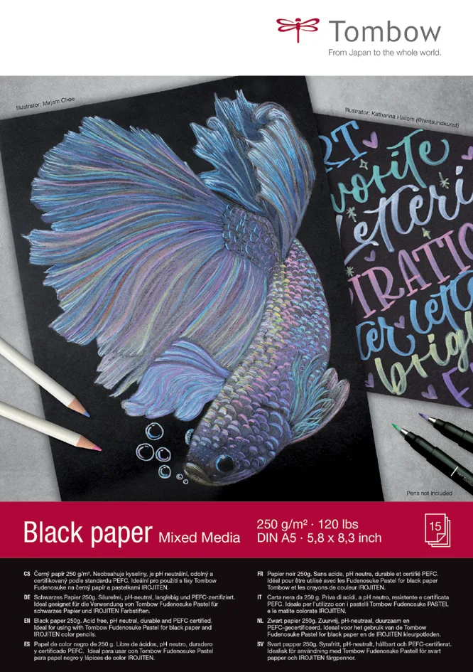 Zeichenblock , Black Paper, , DIN A5, blanko, 250 g/qm von Tombow – Produktfoto