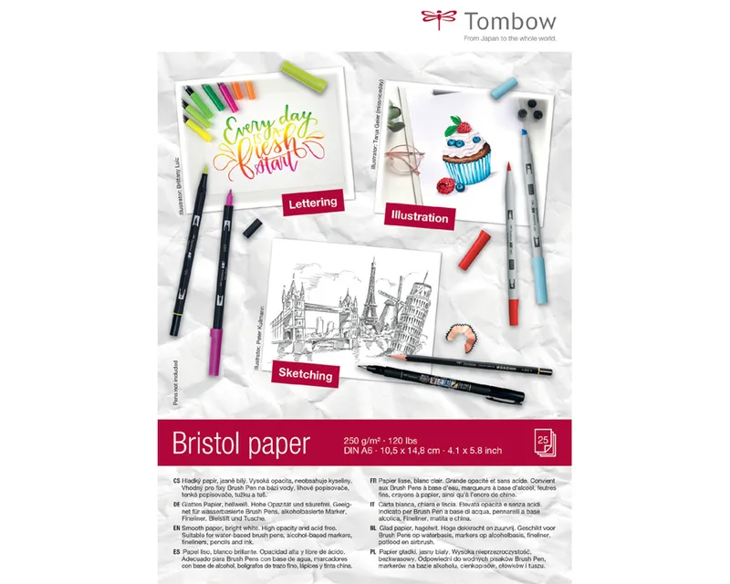 Zeichenblock , Bristol, , DIN A4, blanko, 250 g/qm by Tombow – product photo
