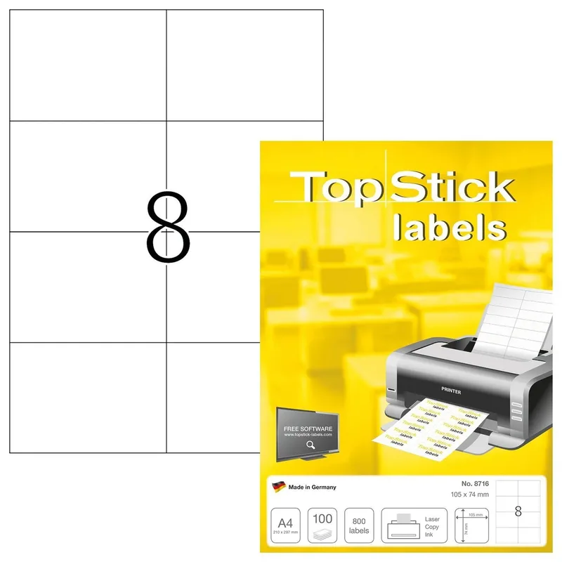 Etiket topstick 105x74mm wit 800st | 10 stuks de TopStick – photo produit