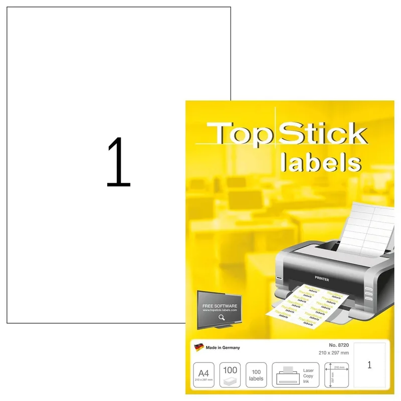 Etiket topstick 210x297mm wit 100st | 10 stuks by TopStick – product photo