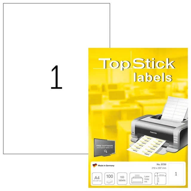 Etiket TopStick 8720 210x297mm wit 100 stuks by TopStick – product photo