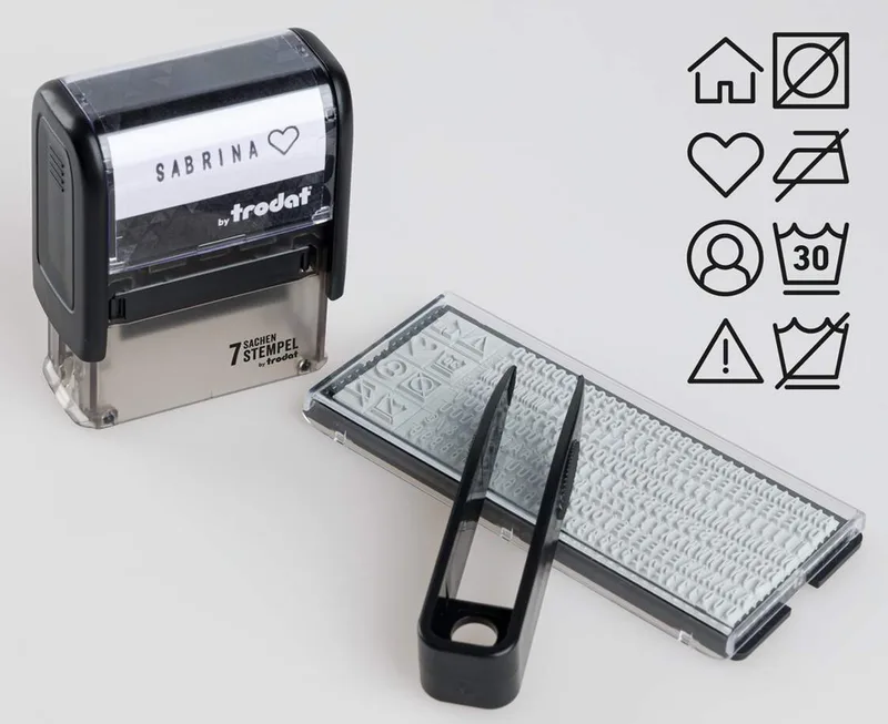 Textilstempel-Set , 7 Sachen Stempel, , schwarz von Trodat – Produktfoto