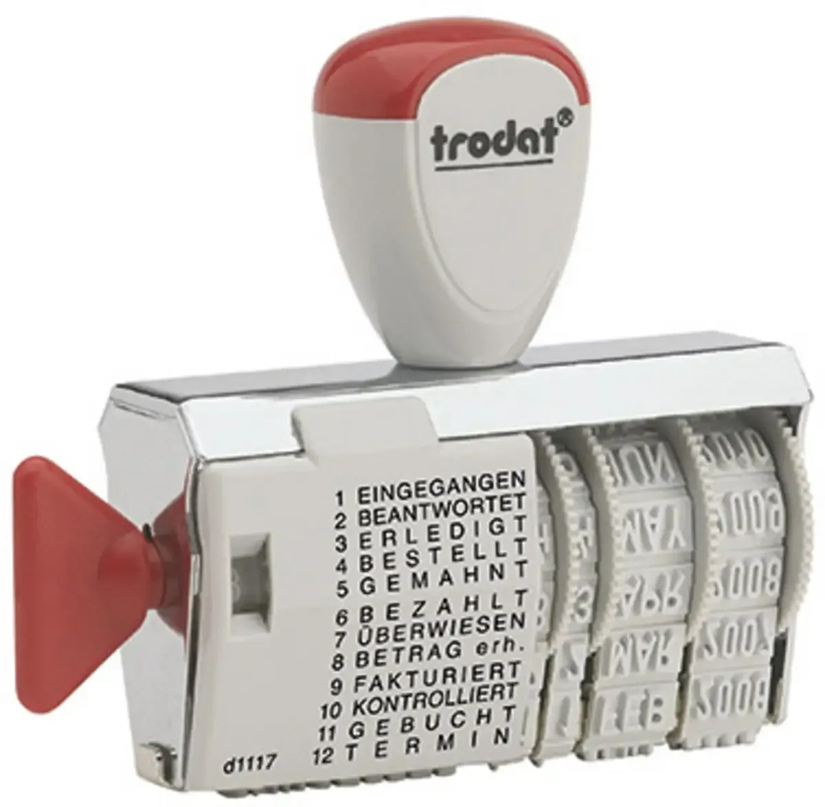 Trodat 54340 Tampon multiformules noir 56 x 4 mm (l x H) de Trodat en Argent, Gris clair, Rouge – photo produit