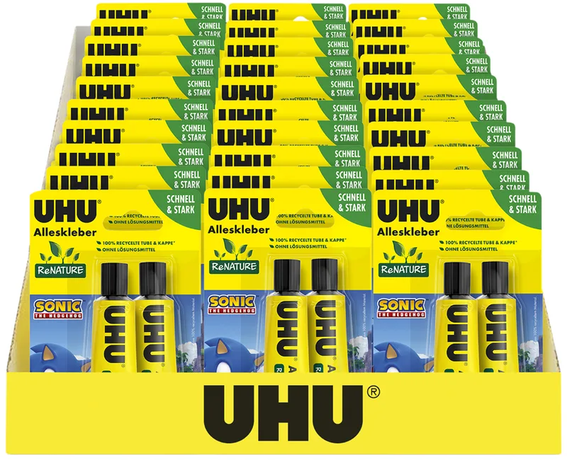 Alleskleber ReNATURE SONIC, lösemittelfrei, 30er Display von UHU – Produktfoto